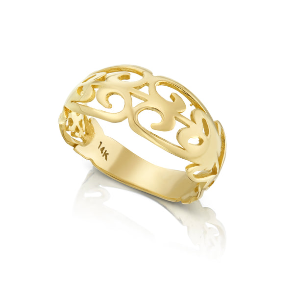 טבעת זהב 14K בעיצוב תחרה