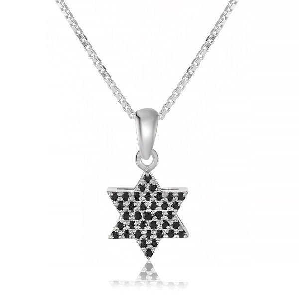 תליון כסף סטרלינג 925 עדין משובץ בזירקונים – לבן או שחור לבחירתך